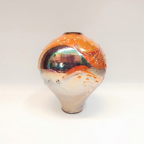 Click to view detail for #220520 Raku Glitter Glaze 6.5x5 $32